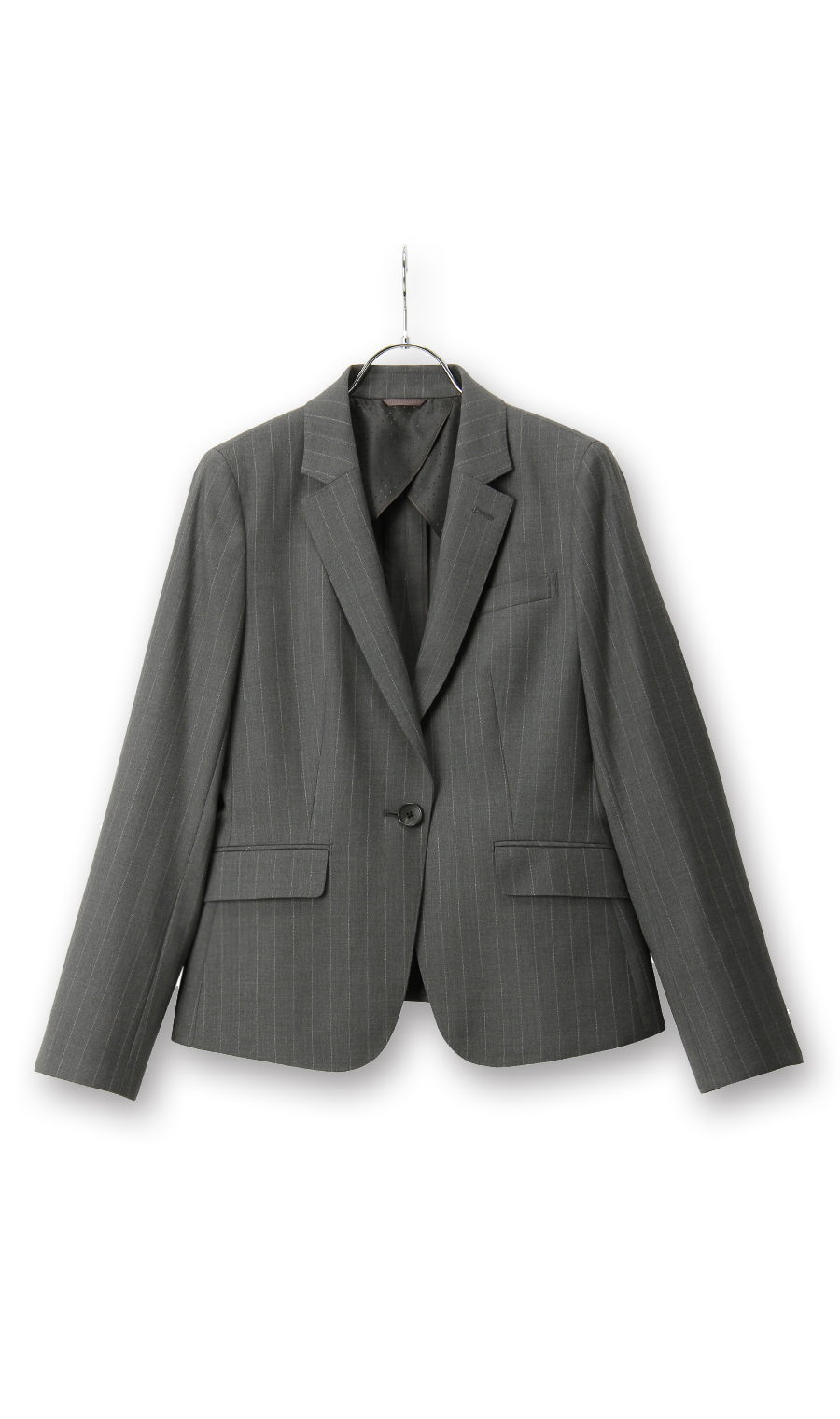 【訳アリ商品】1ボタンミドル丈テーラードジャケット【セットアップ着用可】 グレー 15号