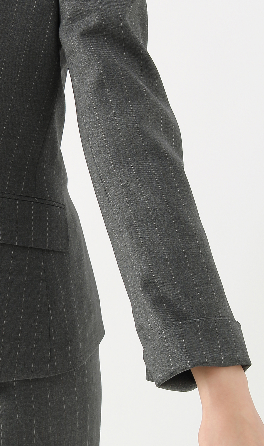 【訳アリ商品】1ボタンミドル丈テーラードジャケット【セットアップ着用可】 グレー 15号