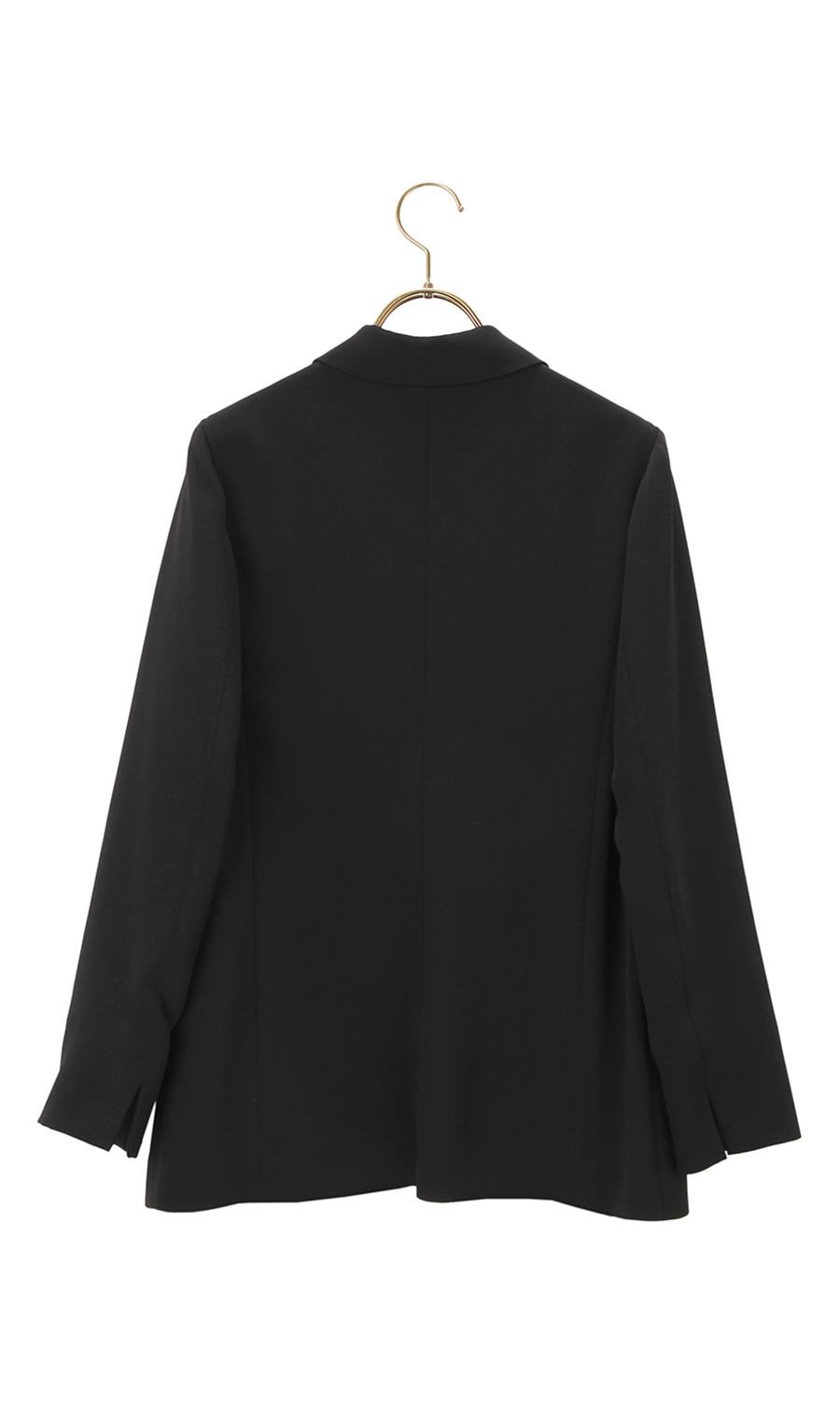 【訳アリ商品】ロング丈フロントホックジャケット【ウォッシャブル】 ブラック S