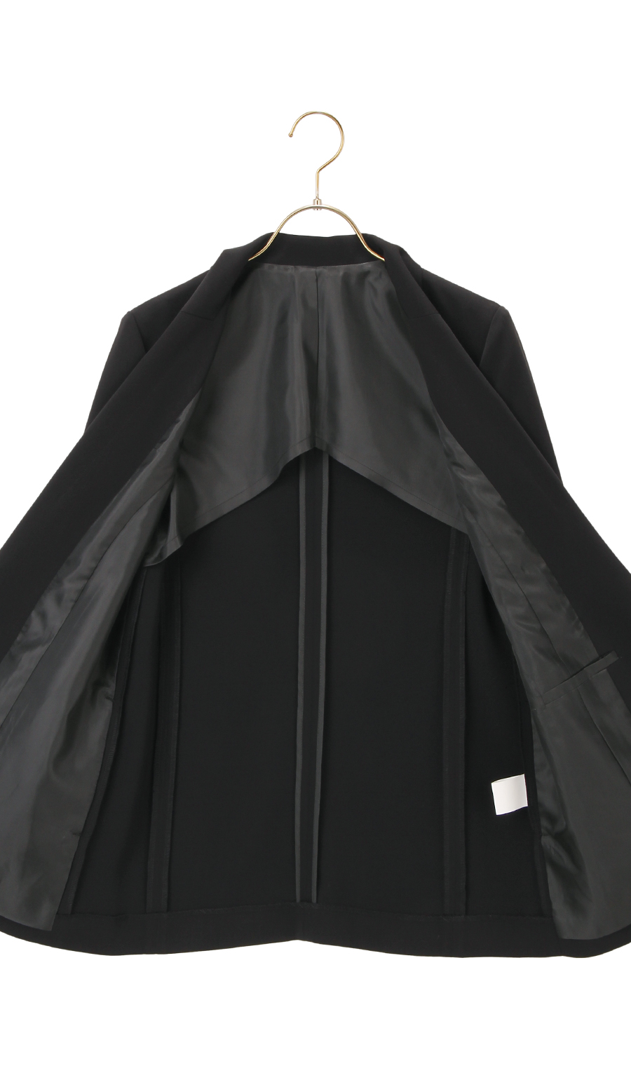 【訳アリ商品】ロング丈フロントホックジャケット【ウォッシャブル】 ブラック S