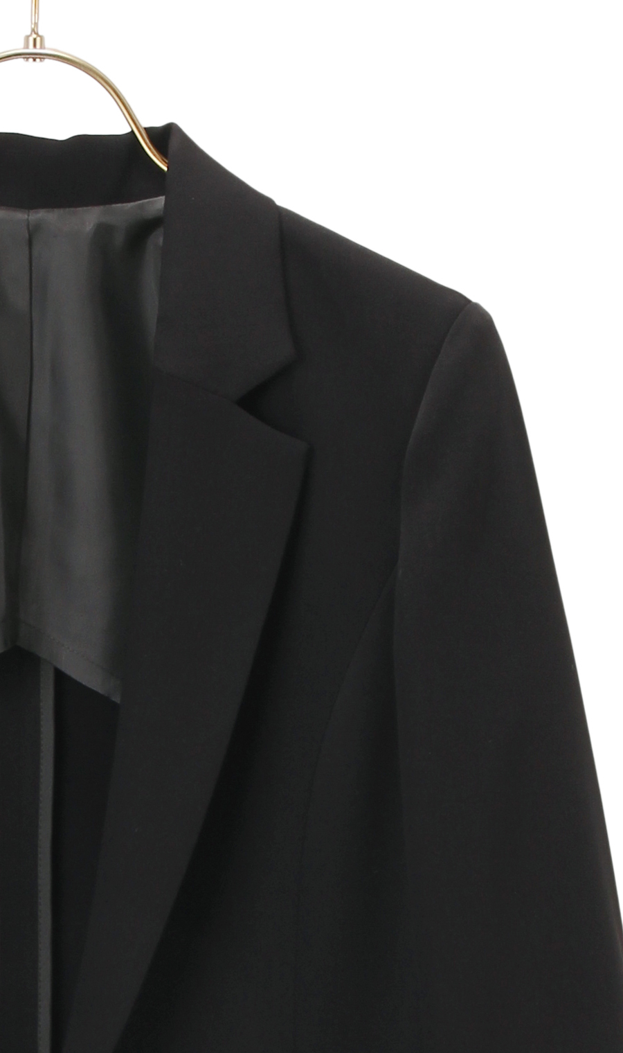 【訳アリ商品】ロング丈フロントホックジャケット【ウォッシャブル】 ブラック S