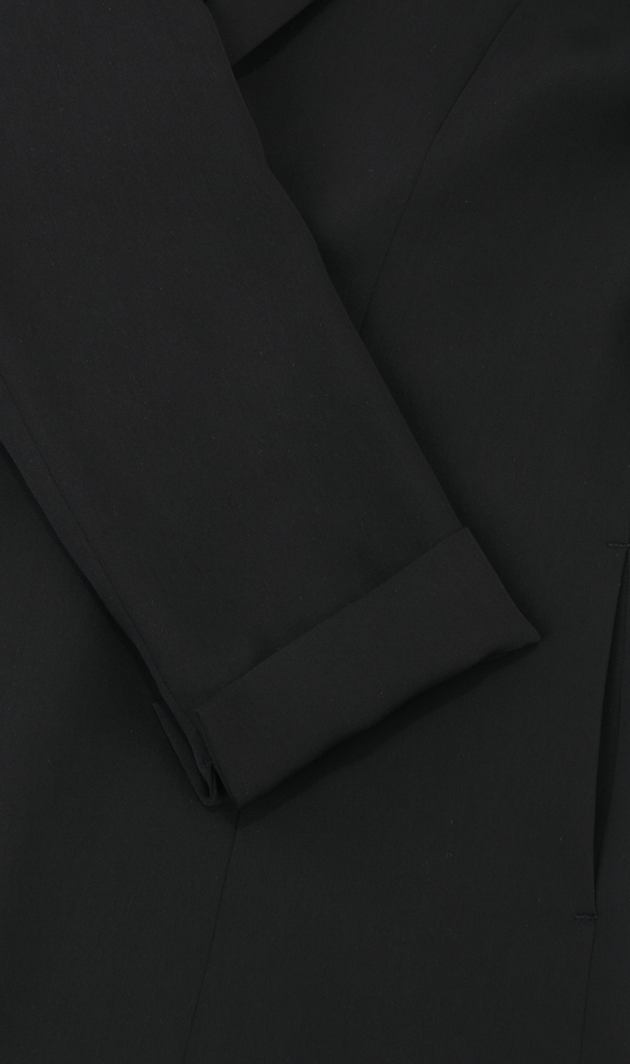 【訳アリ商品】ロング丈フロントホックジャケット【ウォッシャブル】 ブラック S