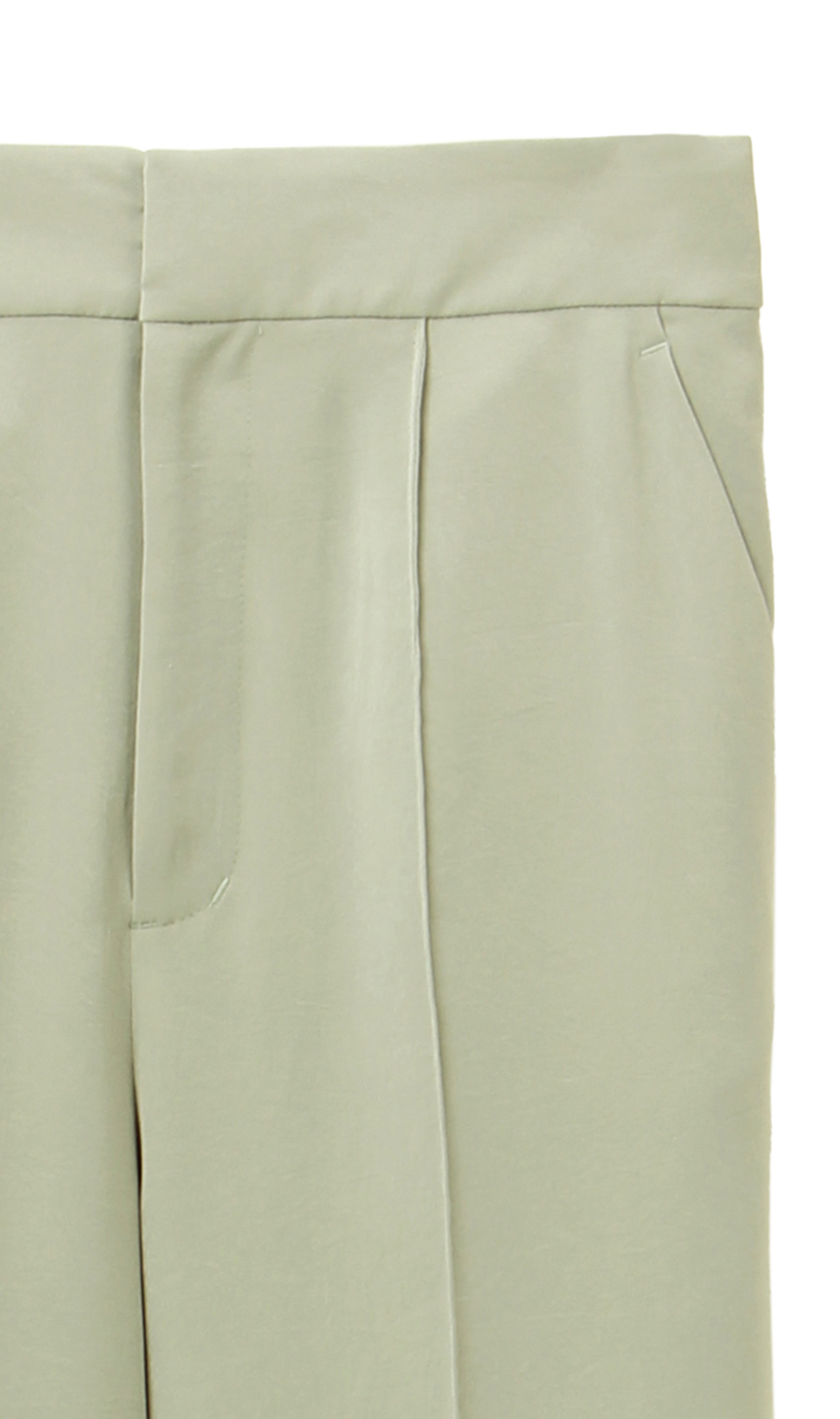 【訳アリ商品】太めテーパードパンツ【裾上げ済み】 グリーン S