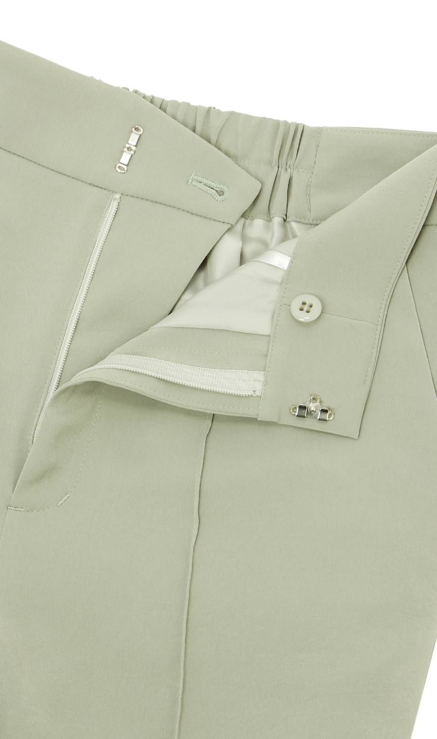 【訳アリ商品】太めテーパードパンツ【裾上げ済み】 グリーン S