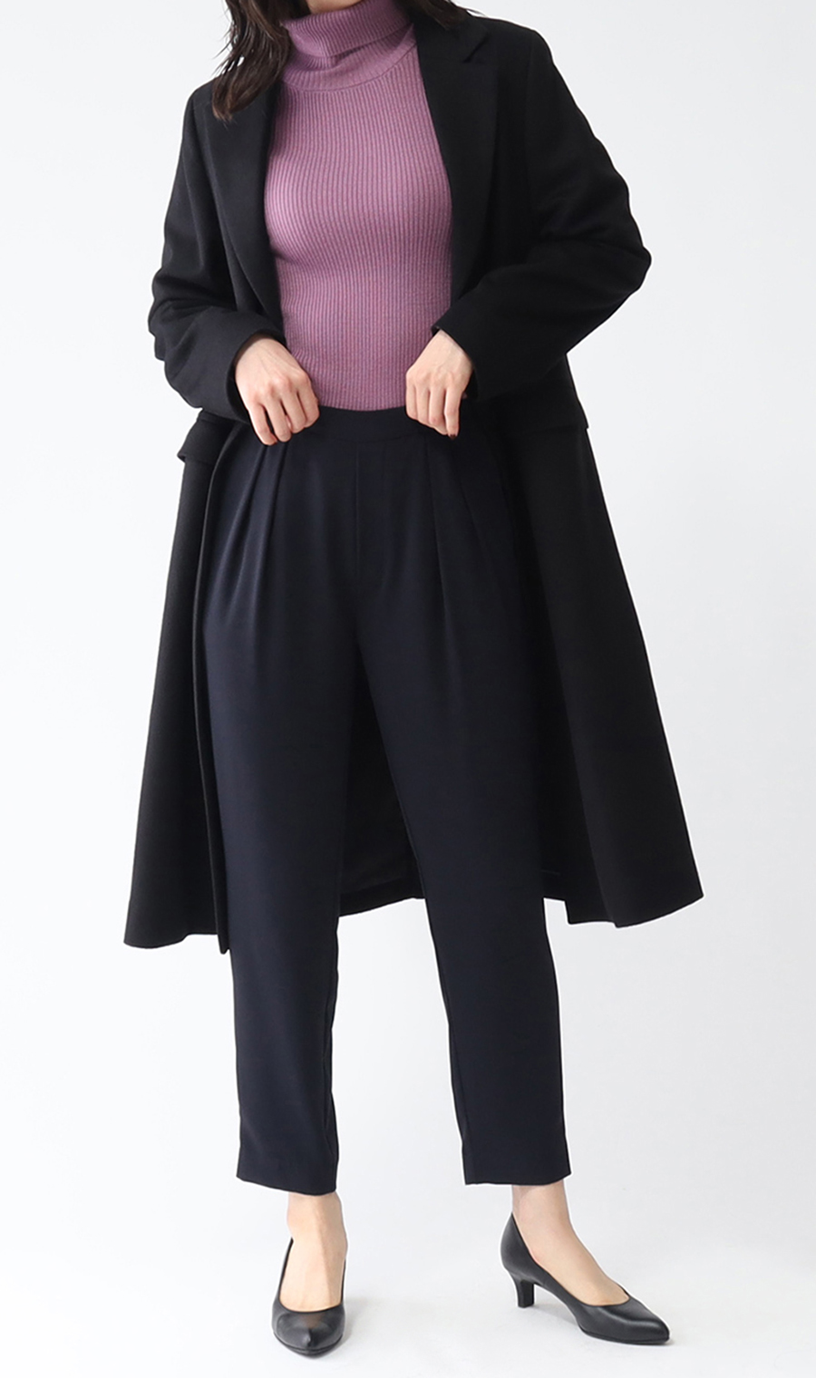 【訳アリ商品】テーパードイージーパンツ【裾上げ済み】 ネイビー S