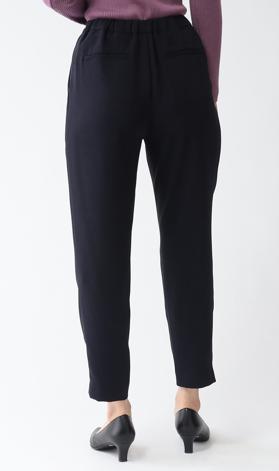 【訳アリ商品】テーパードイージーパンツ【裾上げ済み】 ネイビー S