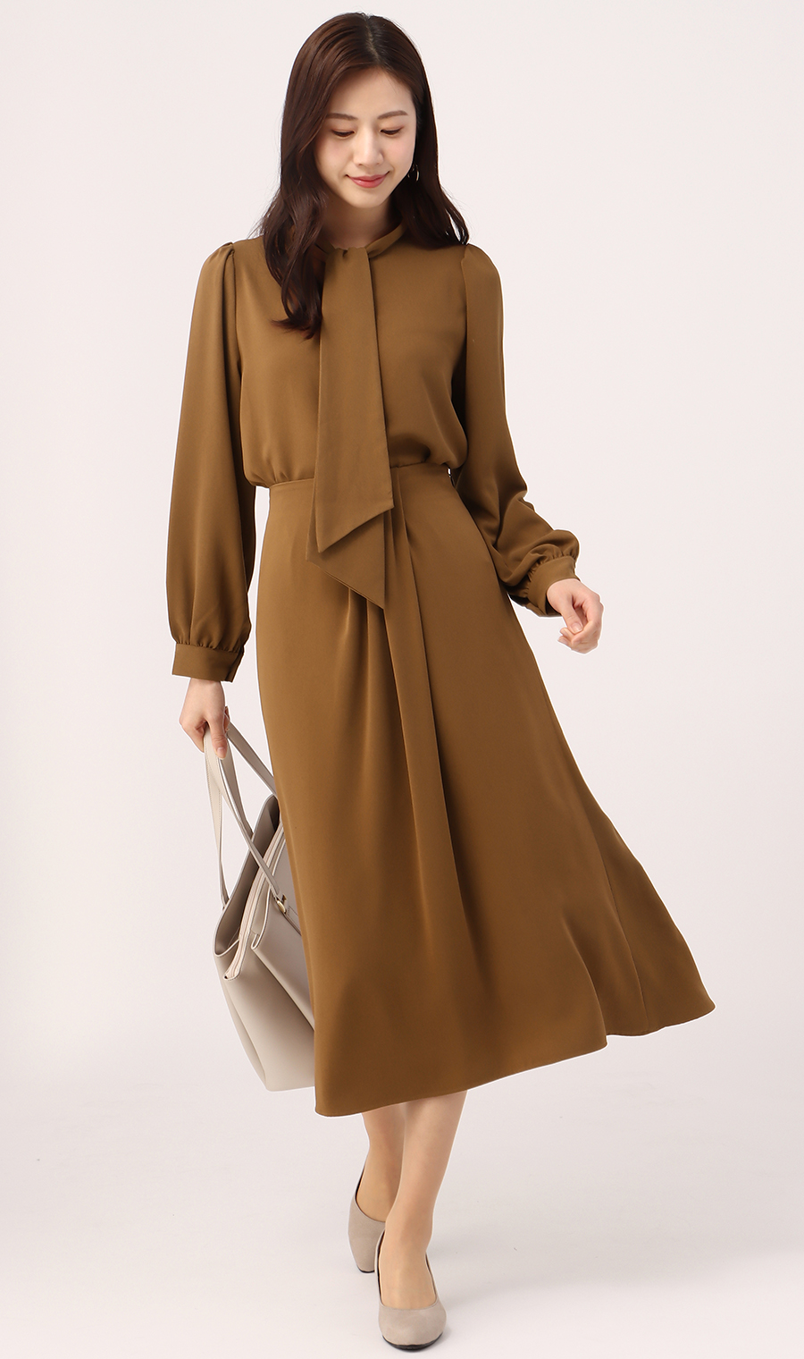 【訳アリ商品】アシメタックスカート【ウォッシャブル】 ブラウン S