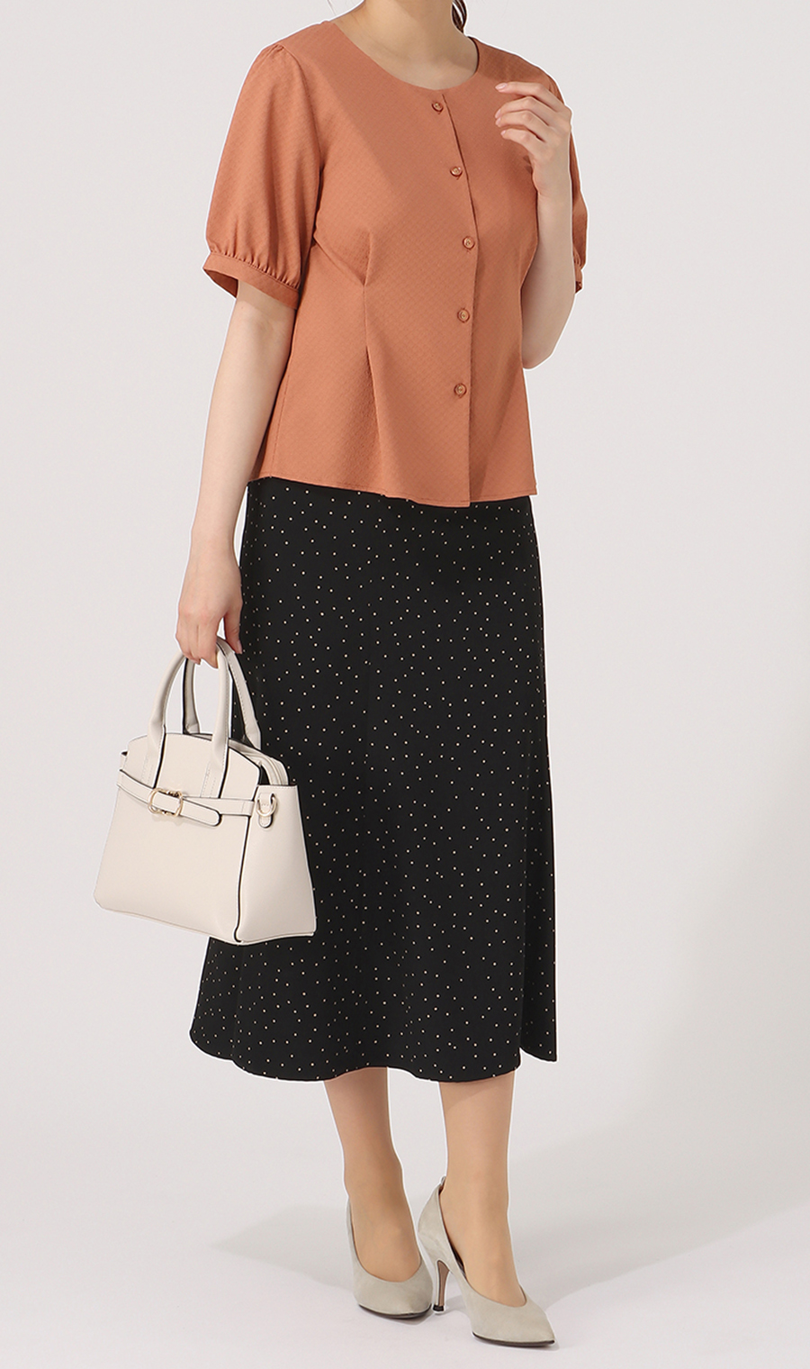 【訳アリ商品】ドットプリントマーメイドスカート【ウォッシャブル】 ブラック M