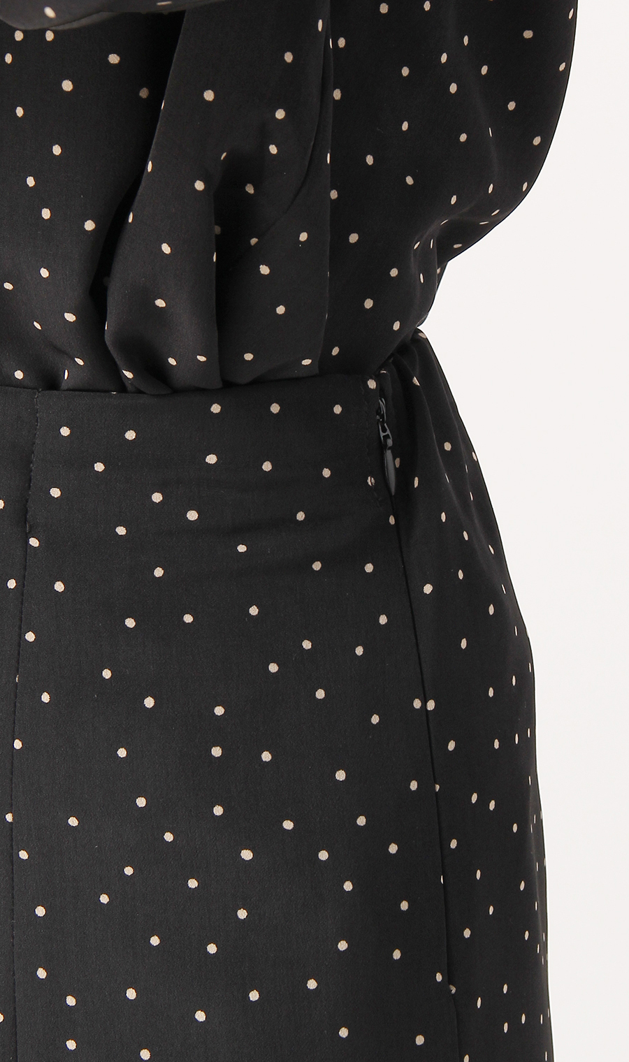 【訳アリ商品】ドットプリントマーメイドスカート【ウォッシャブル】 ブラック M