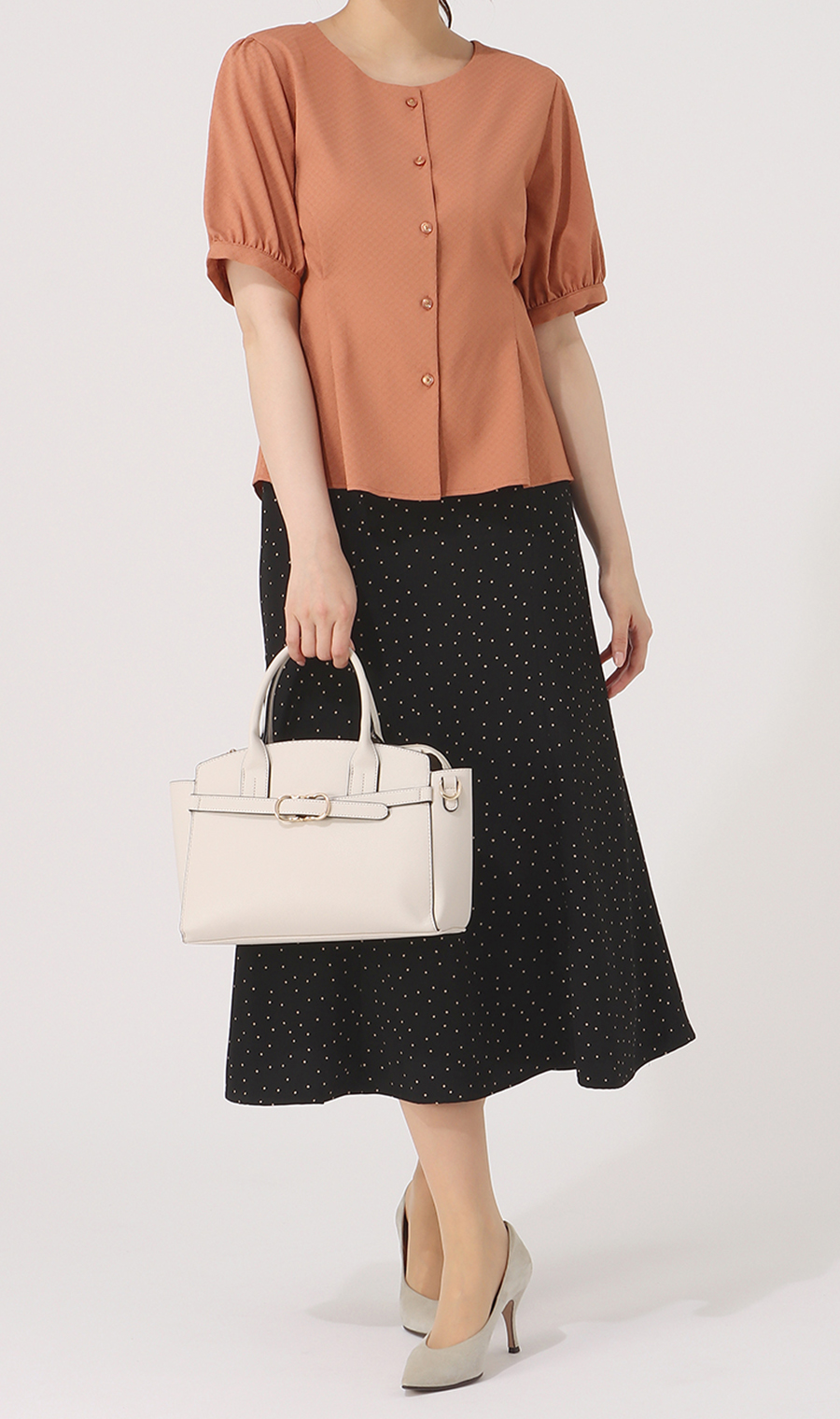 【訳アリ商品】ドットプリントマーメイドスカート【ウォッシャブル】 ブラック M