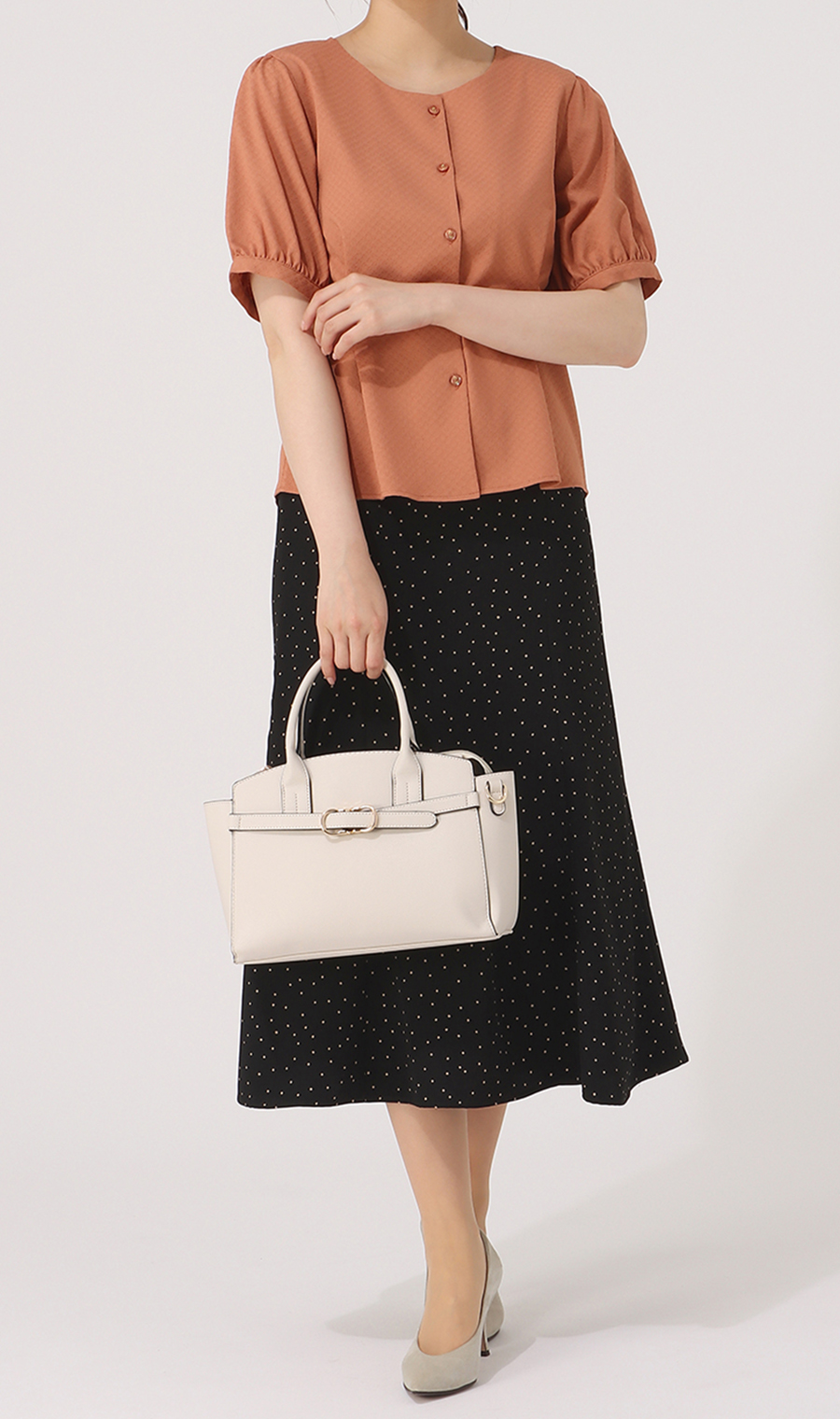 【訳アリ商品】ドットプリントマーメイドスカート【ウォッシャブル】 ブラック M