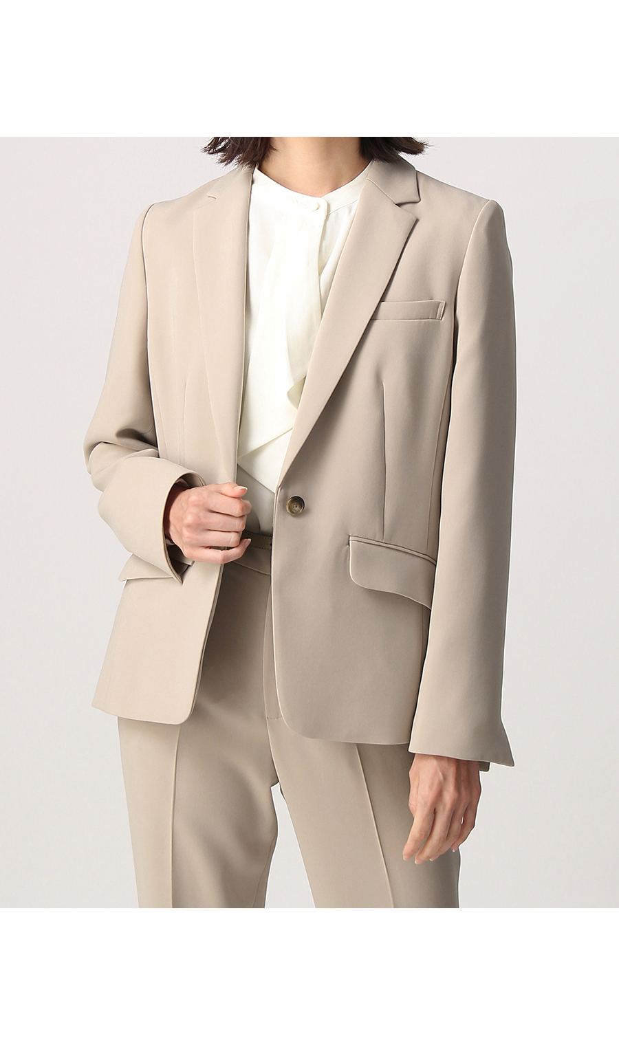 【訳アリ商品】1ボタンテーラードジャケット【セットアップ着用可】 ベージュ 11号