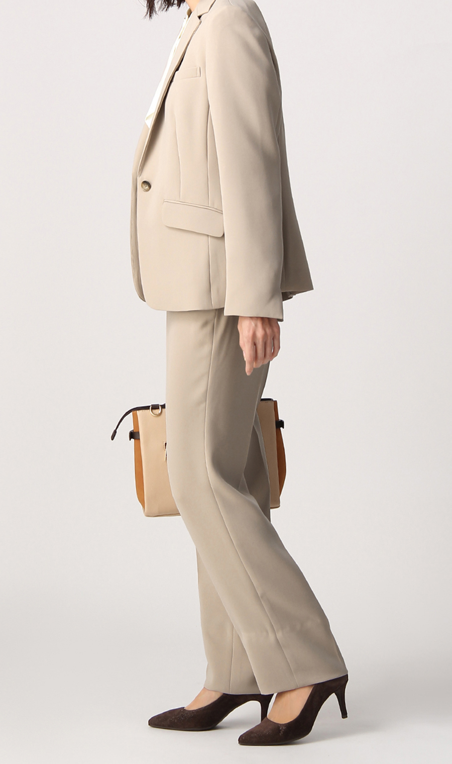 【訳アリ商品】1ボタンテーラードジャケット【セットアップ着用可】 ベージュ 11号