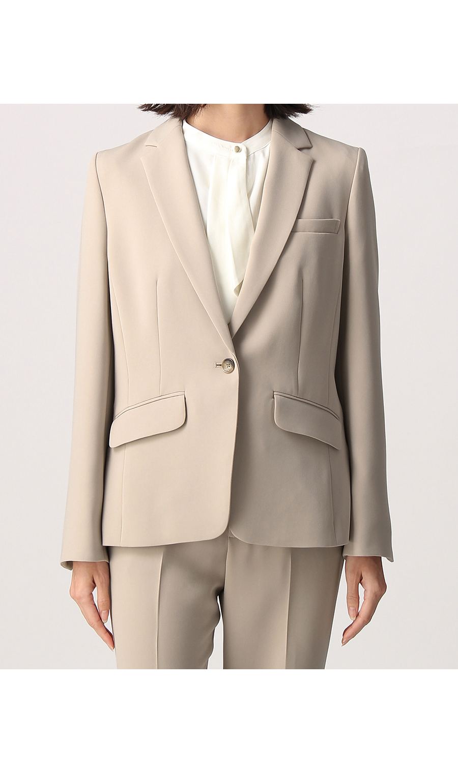 【訳アリ商品】1ボタンテーラードジャケット【セットアップ着用可】 ベージュ 11号