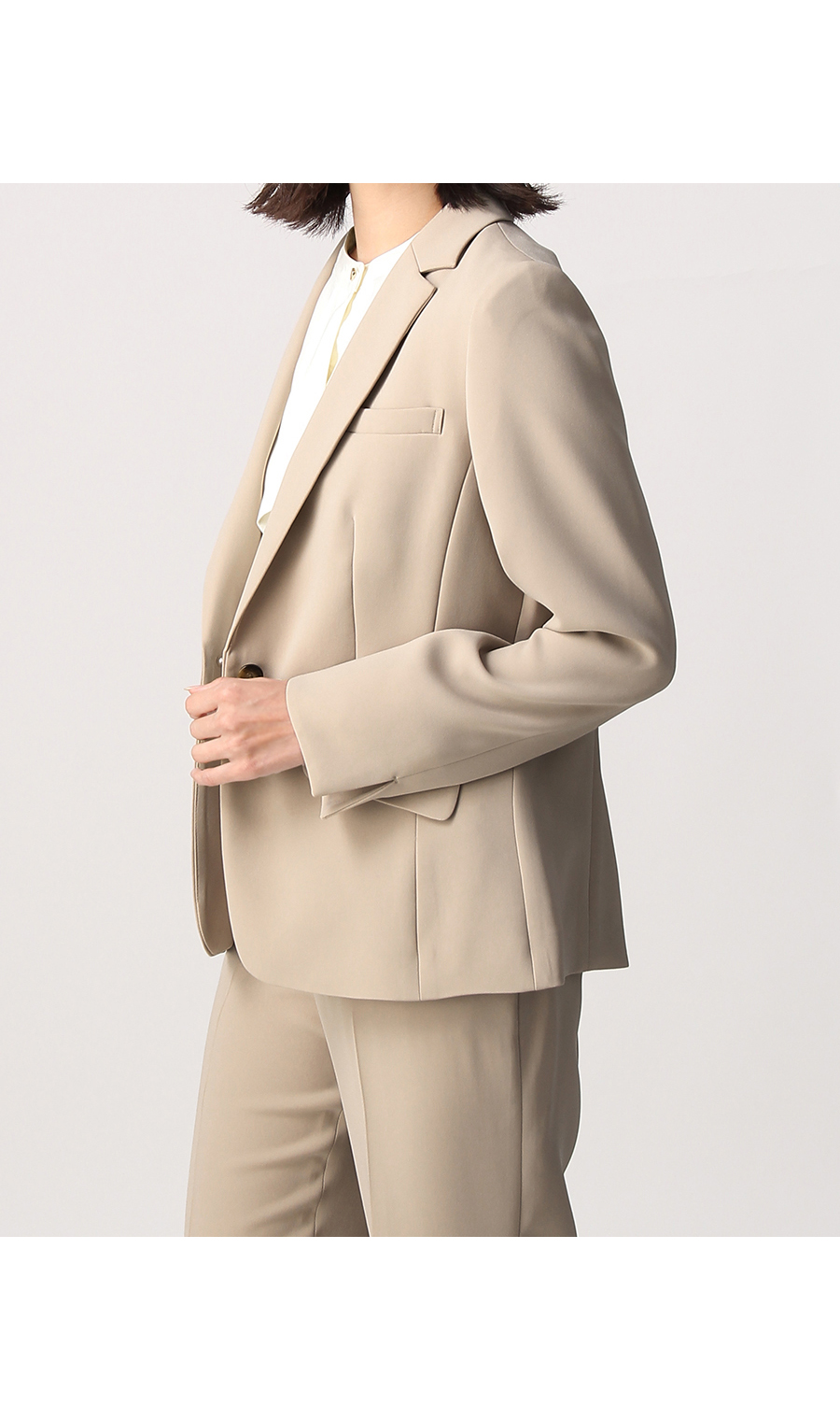 【訳アリ商品】1ボタンテーラードジャケット【セットアップ着用可】 ベージュ 11号