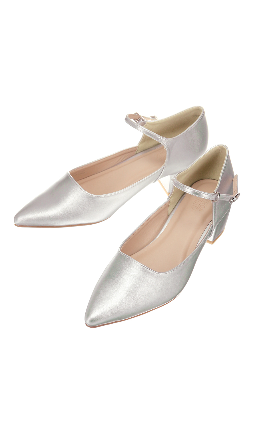 ポインテッドトゥパンプス【アンクルストラップ】 シルバー 22.5cm