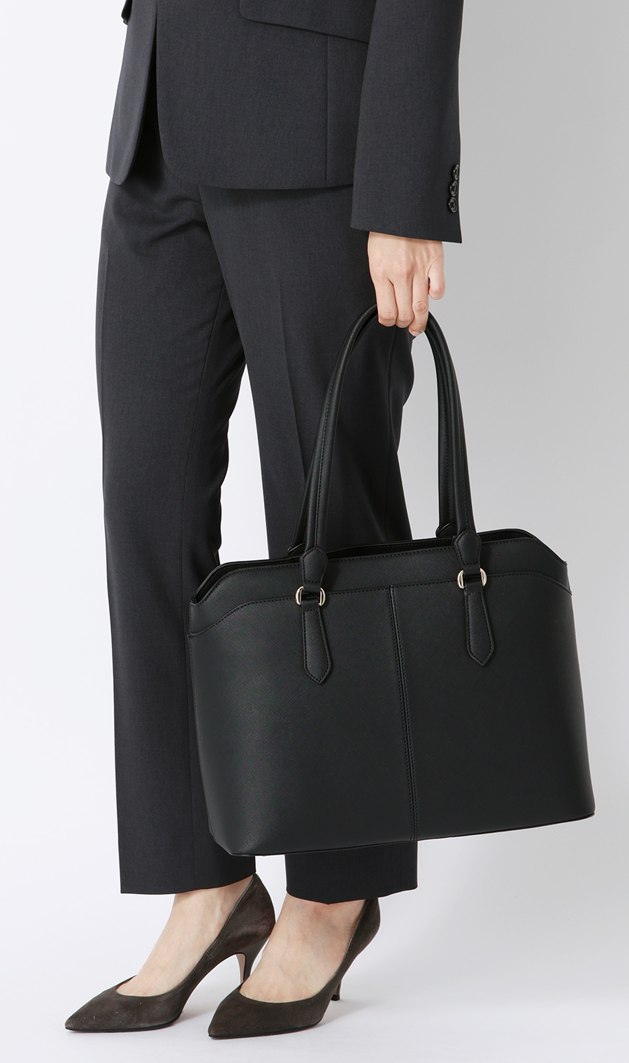 ■サフィアーノ調トートバッグ【A4サイズ】 ブラック 0
