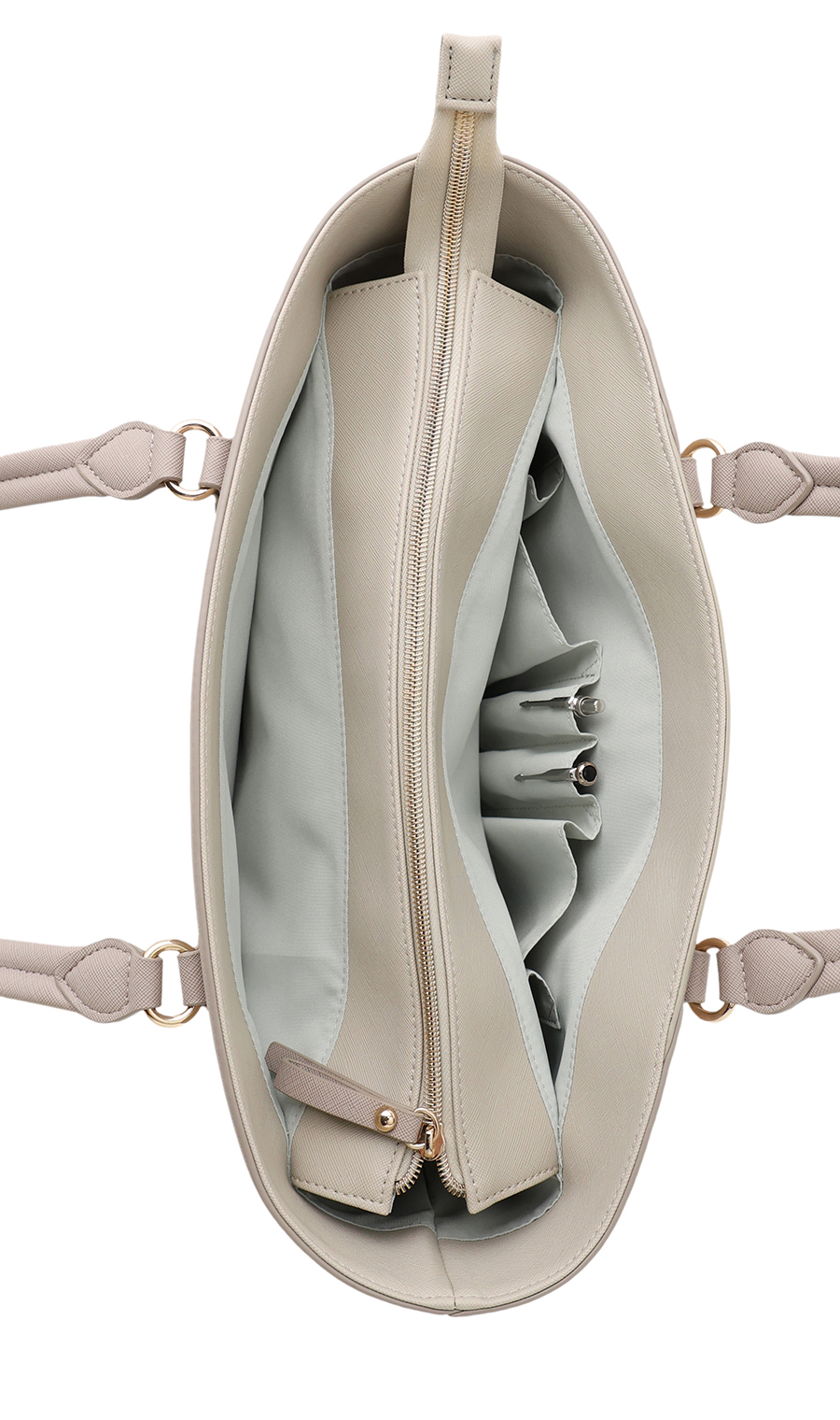 ■サフィアーノ調トートバッグ【A4サイズ】【軽量】 グレージュ 0