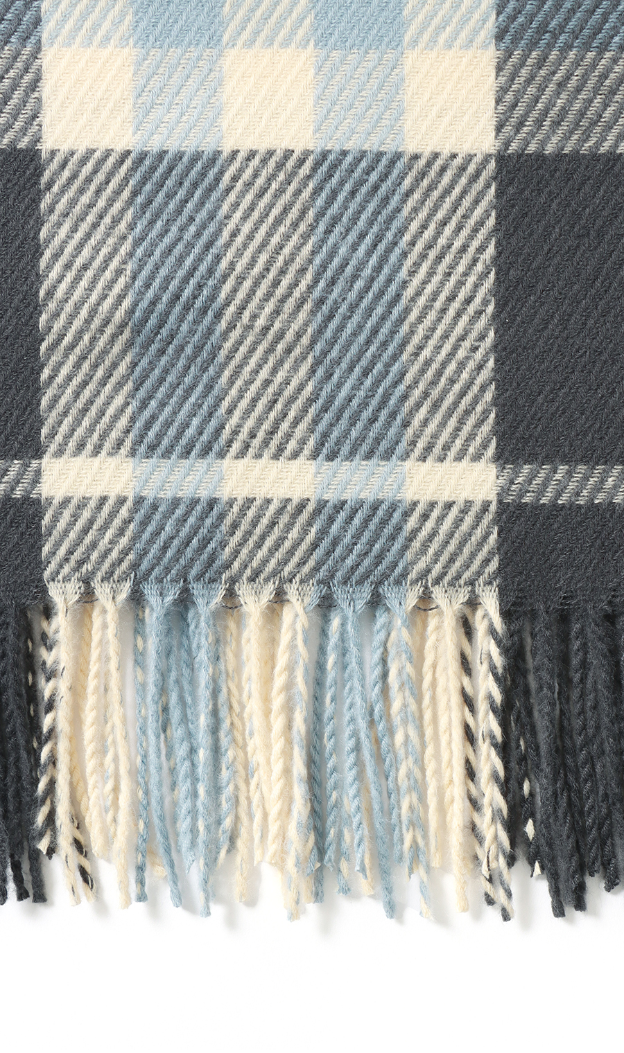 チェック柄マフラー【ハンドウォッシュ】 ブルー 0