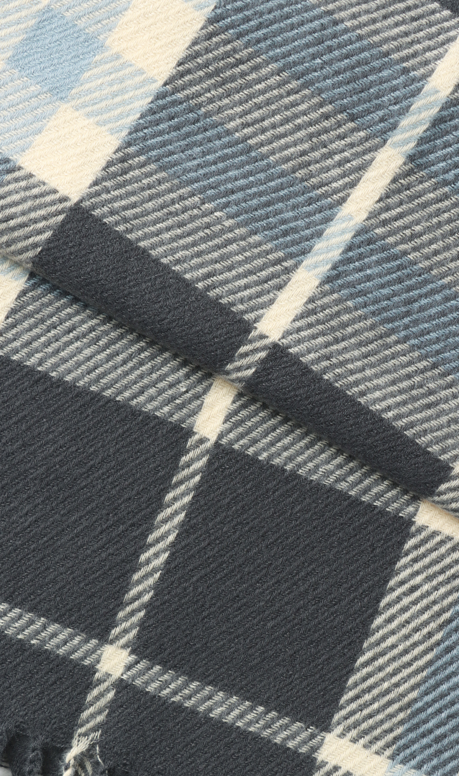 チェック柄マフラー【ハンドウォッシュ】 ブルー 0