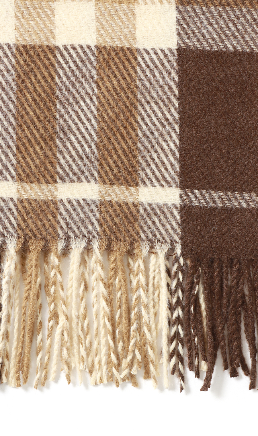 チェック柄マフラー【ハンドウォッシュ】 ブラウン 0