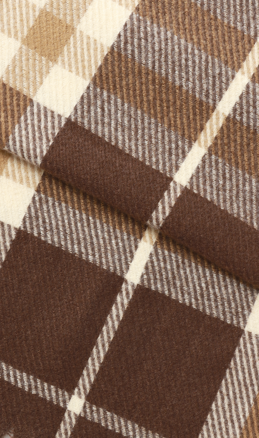 チェック柄マフラー【ハンドウォッシュ】 ブラウン 0