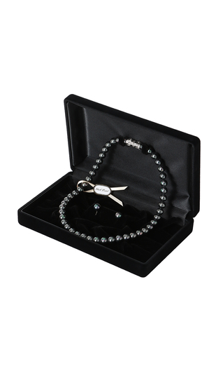 パールネックレス&イヤリング2点セット【ブラック】【日本製】