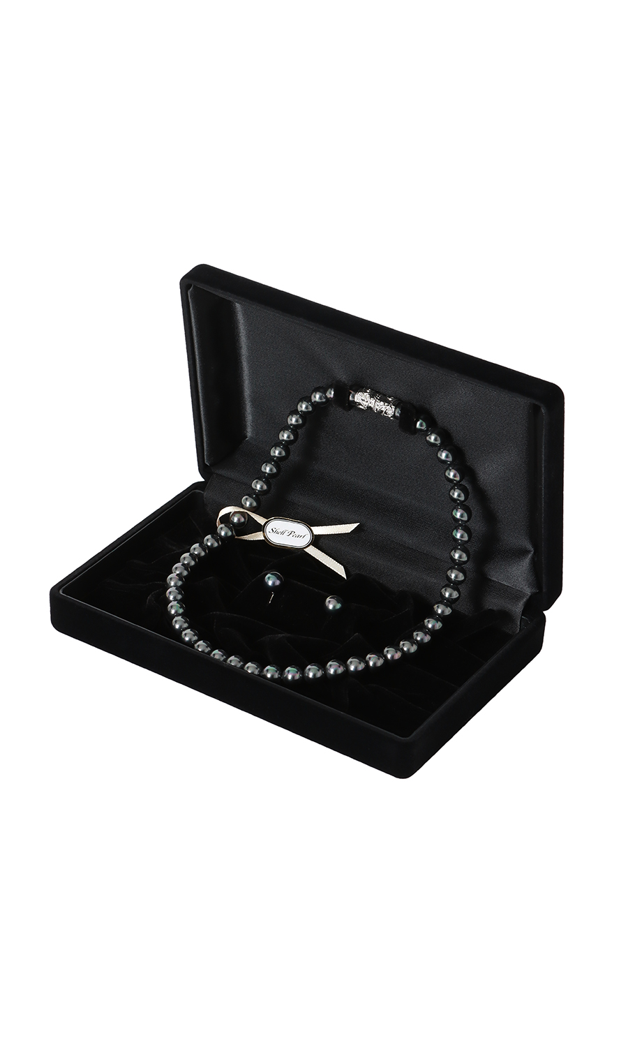 パールネックレス&イヤリング2点セット【ブラック】【日本製】 ブラック 0