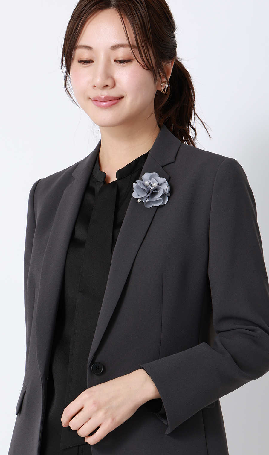 ■一輪プチコサージュ グレー 0