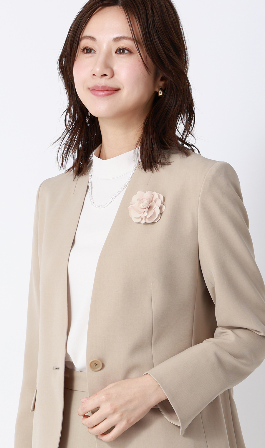 ■一輪プチコサージュ ベージュ 0