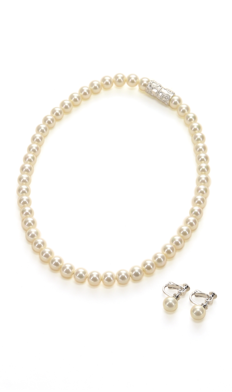 ■パールネックレス&イヤリング2点セット【日本製】 ホワイト 0