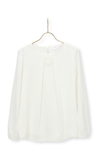 【訳アリ商品】タックソフトブラウス【長袖】【アクセサリー付き】