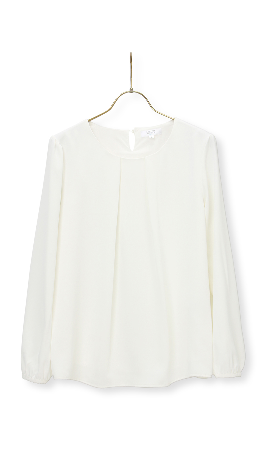 【訳アリ商品】タックソフトブラウス【長袖】【アクセサリー付き】 ホワイト 13号