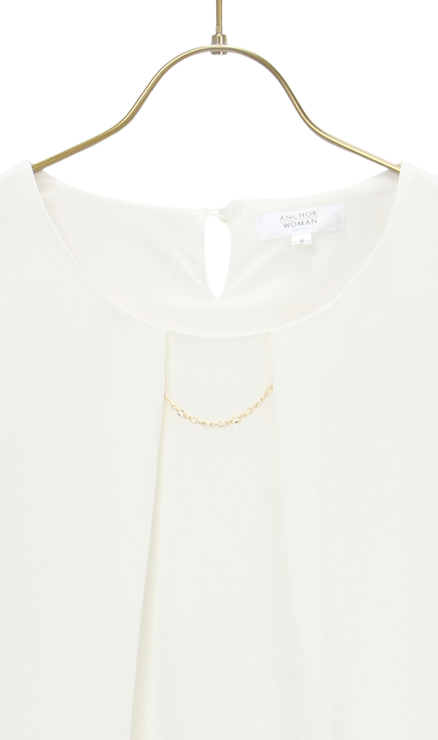 【訳アリ商品】タックソフトブラウス【長袖】【アクセサリー付き】 ホワイト 13号