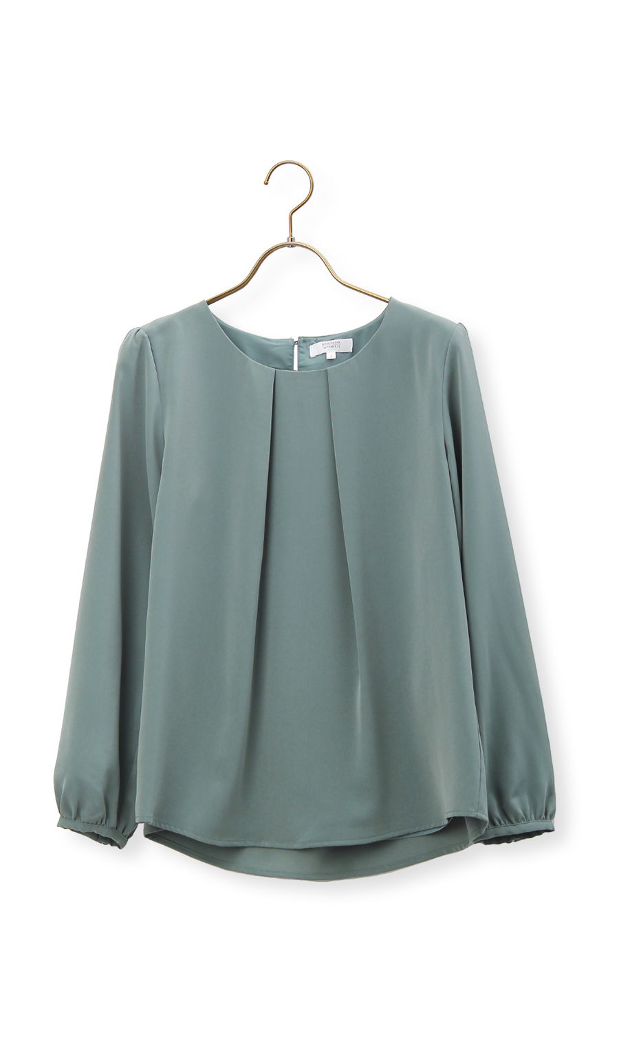 【訳アリ商品】タックソフトブラウス【長袖】【アクセサリー付き】 ブルー 7号