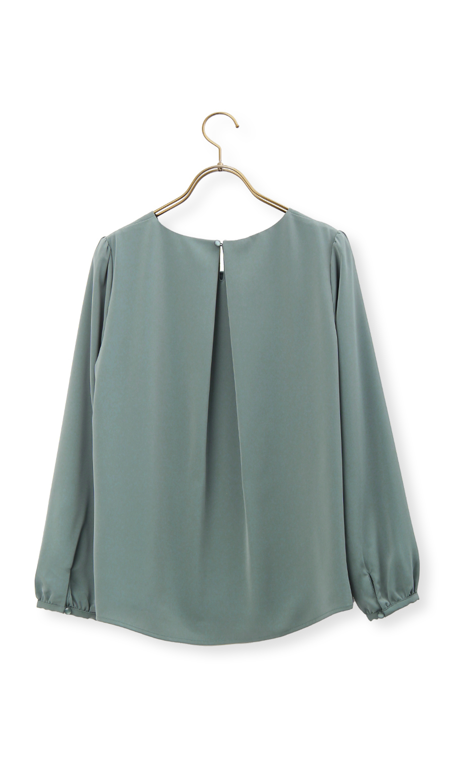 【訳アリ商品】タックソフトブラウス【長袖】【アクセサリー付き】 ブルー 7号