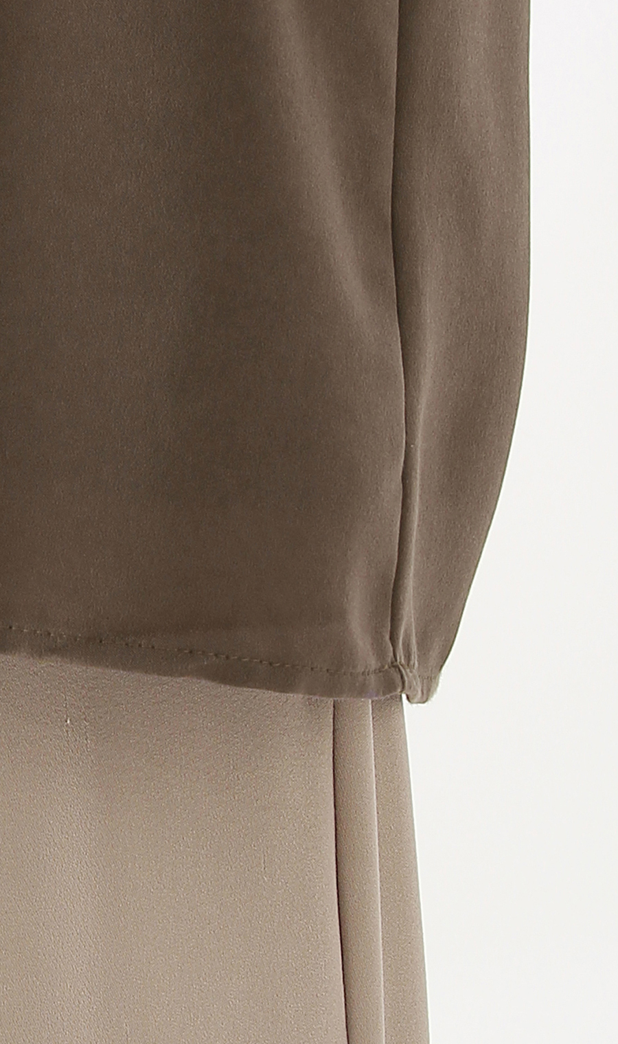 【訳アリ商品】バンドカラーフリルブラウス【長袖】 ブラウン 7号