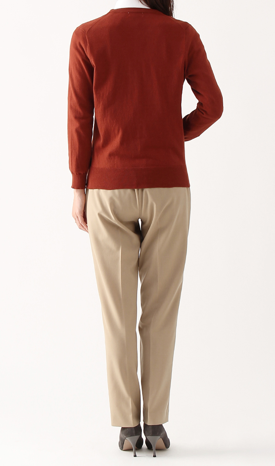 【訳アリ商品】クルーネックカーディガン【アンサンブル】 オレンジ S