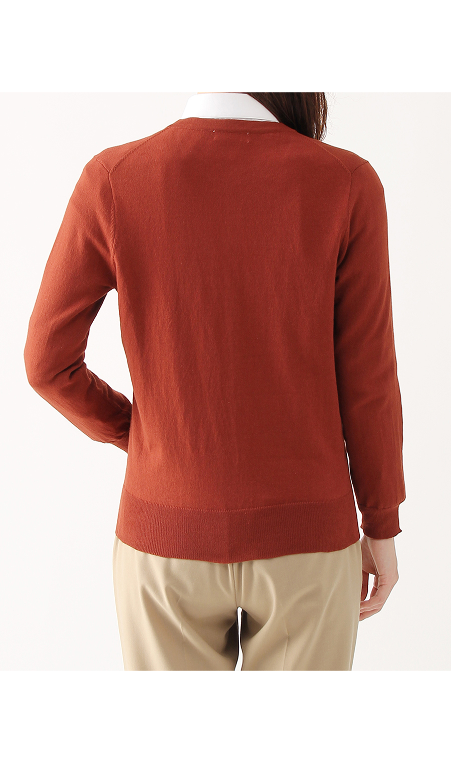 【訳アリ商品】クルーネックカーディガン【アンサンブル】 オレンジ S