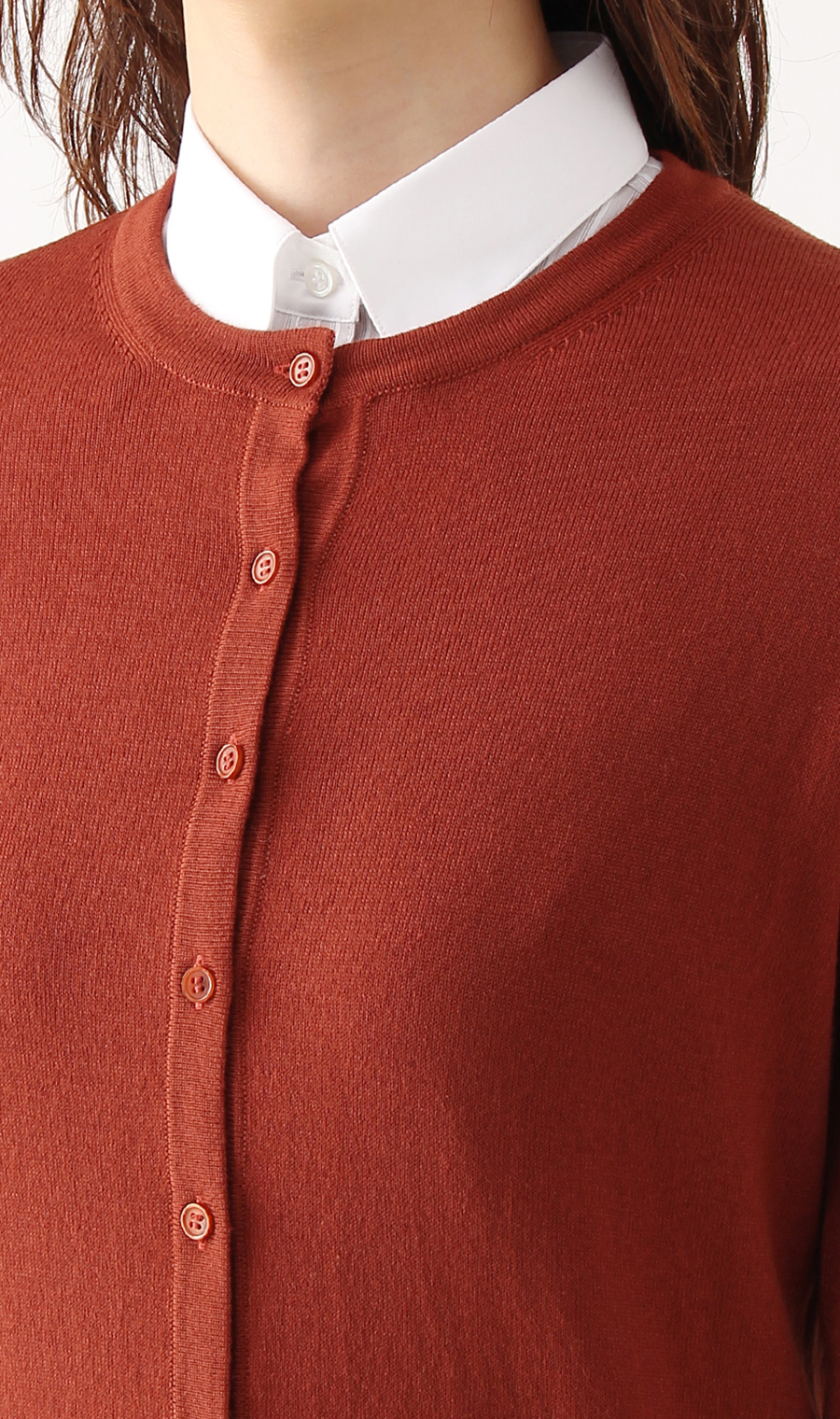 【訳アリ商品】クルーネックカーディガン【アンサンブル】 オレンジ S