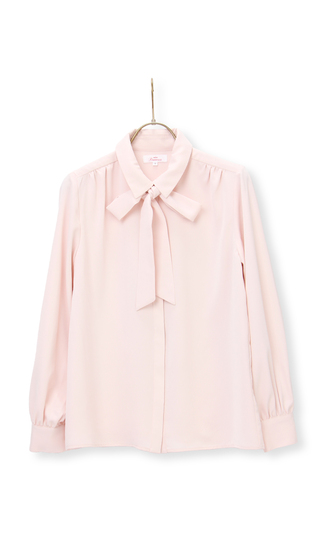 【訳アリ商品】襟付きボウタイブラウス【長袖】【2WAY】