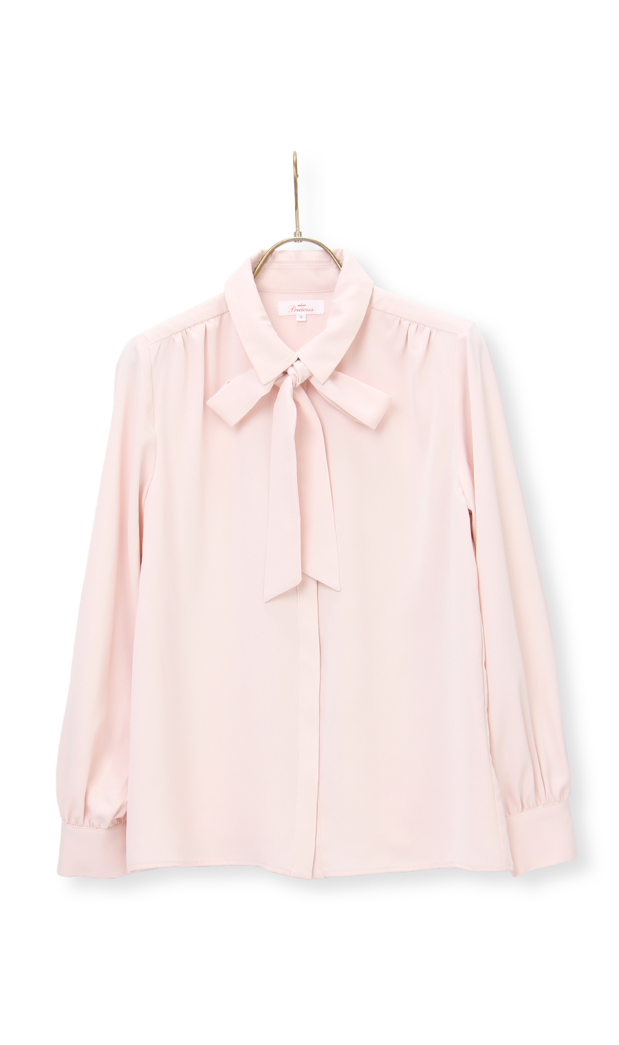 【訳アリ商品】襟付きボウタイブラウス【長袖】【2WAY】 ピンク 13号