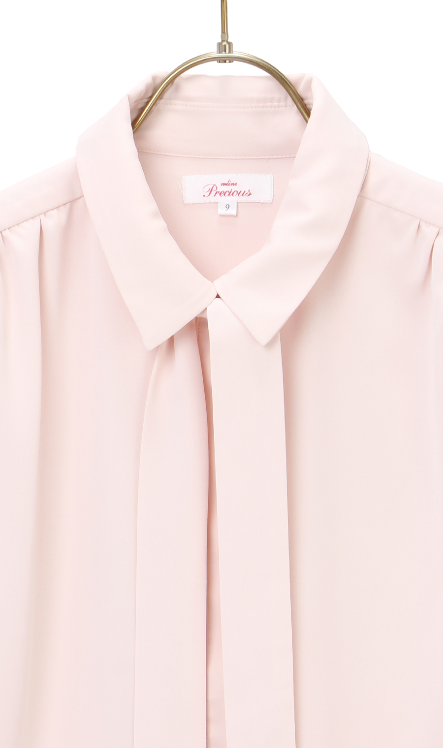 【訳アリ商品】襟付きボウタイブラウス【長袖】【2WAY】 ピンク 13号