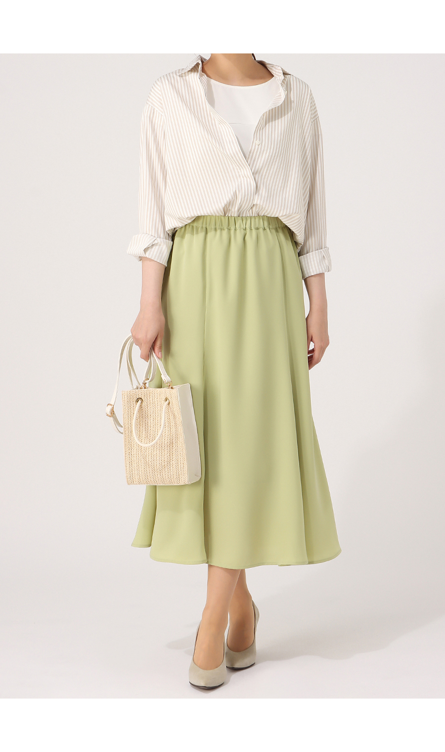 【訳アリ商品】ヨーク切り替ブラウス【半袖】 ホワイト LL