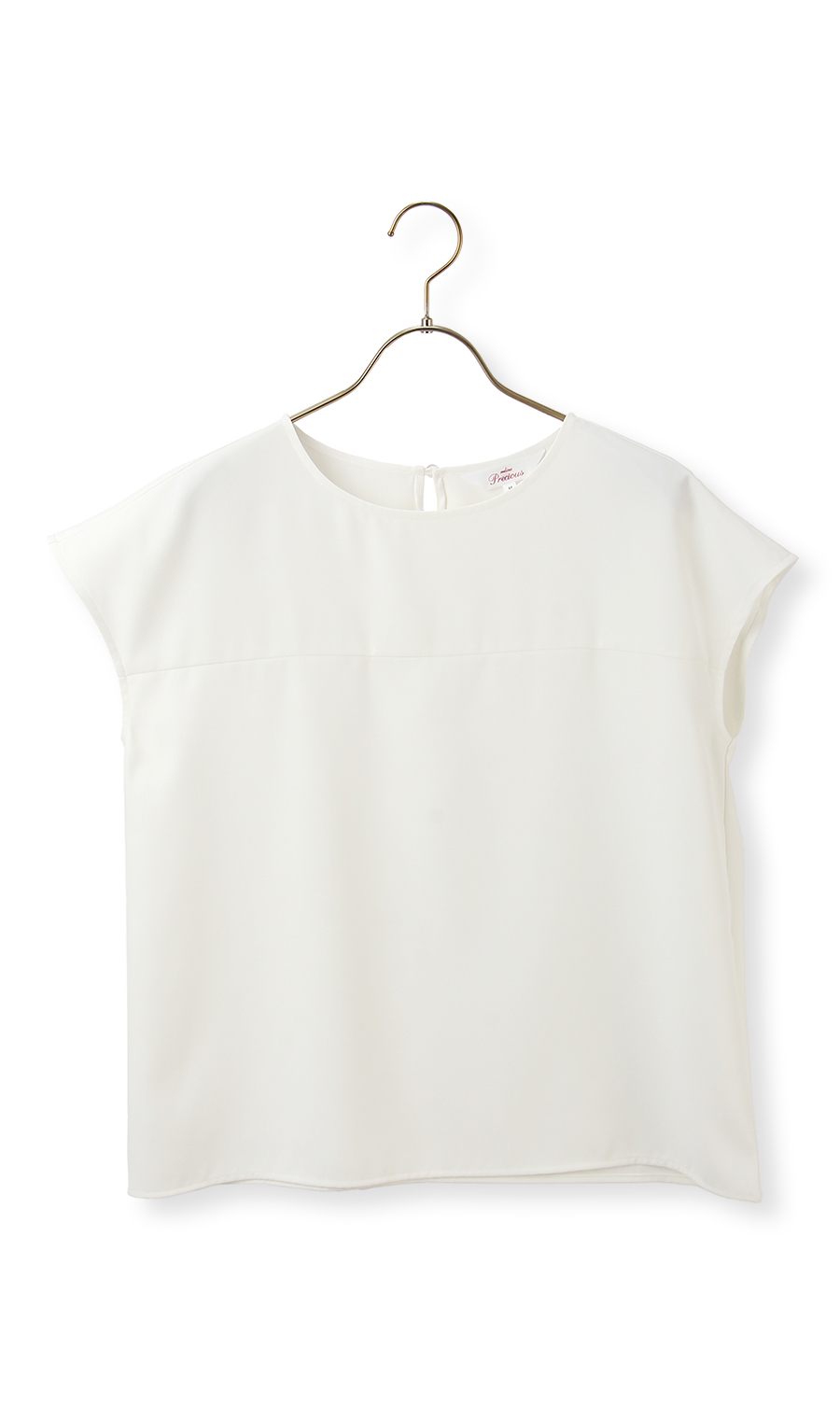 【訳アリ商品】ヨーク切り替ブラウス【半袖】 ホワイト LL