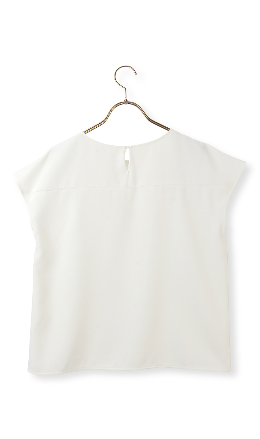 【訳アリ商品】ヨーク切り替ブラウス【半袖】 ホワイト LL