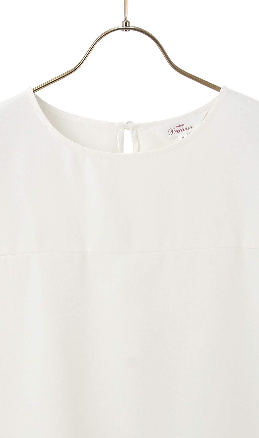 【訳アリ商品】ヨーク切り替ブラウス【半袖】 ホワイト LL