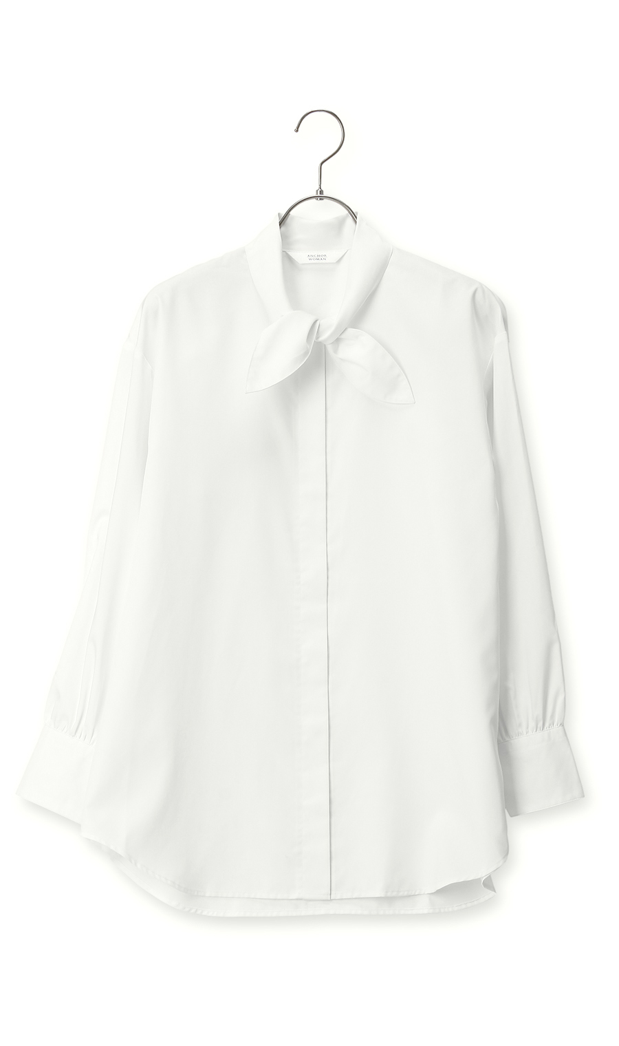 【訳アリ商品】スカーフタイブラウス【長袖】 ホワイト M