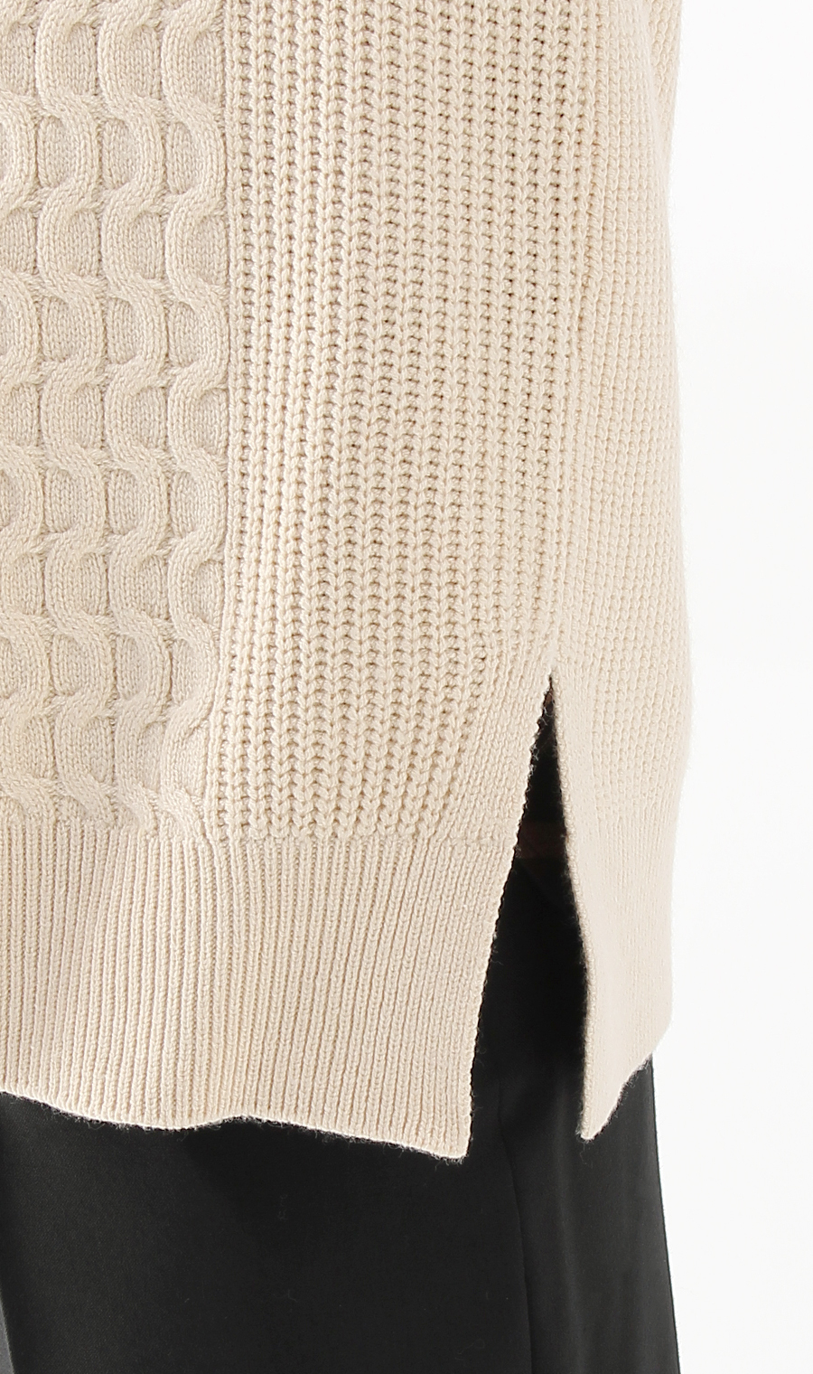 【訳アリ商品】ケーブル編みニットベスト【ニット】 ベージュ LL