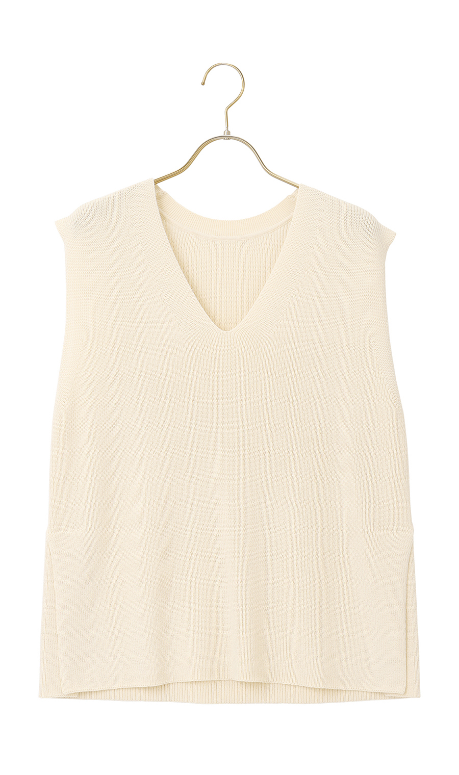 【訳アリ商品】ニットVネックベスト ホワイト M